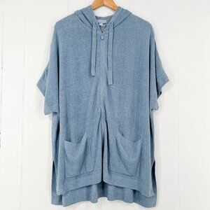 Barefoot Dreams CozyChic Ultra Lite Zip Up Hoodie Short Sleeve Size L/XL Blue